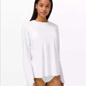 Lululemon Waterside Relaxed UV Protection White Long Sleeve Shirt